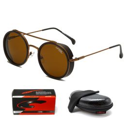 Sunglasses Brown Vintage Retro Round Steam Punk Men Women With Case Brand Classic Driving Fishing Sun Glasses Eyewear