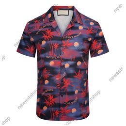 2023 Tasarımcı Erkekler Günlük Gömlek Yaz Avrupa Hawaii Plajı Tshirt Lüks Yatak Ağacı Güneş Baskı Tişört Tişört Hip Hop Tasarımcıları Tshirt