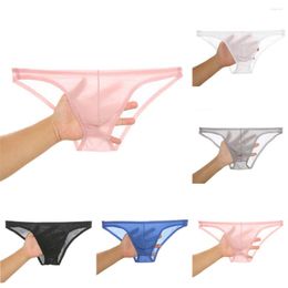 Underpants Sexy Underwear Men Briefs Thin Mesh Sheer Low Waist Panties Solid Soft Comfortable Elastic Breathable Male