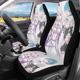 Car Seat Covers Re Zero Rem Emilia Anime Design Comfortable Fit Most Of Vehicles Front Seats Only Auto Interior