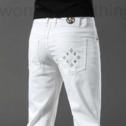 Men's Jeans Designer 2022 summer new style personalized fashion versatile simple white Slim Skinny YYZP