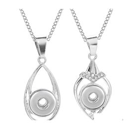 car dvr Pendant Necklaces Sier Colour 18Mm Snap Button Necklace Romantic Fashion Snaps Jewellery Nice Gift Drop Delivery Pendants Dhmpj