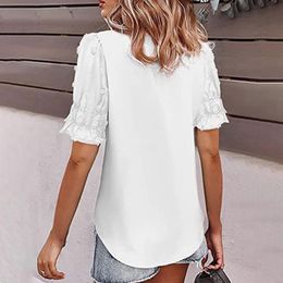 Women's Blouses & Shirts Fine Sewing Crafts Short Sleeve Casual Solid Colour Summer Blouse WorkwearWomen's