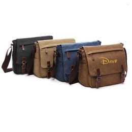 Duffel Bags Embroidered Custom Name Men's Messenger Bag Personalized Student Shoulder Computer Canvas Mailman