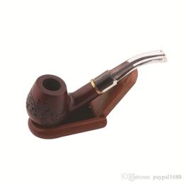 Smoking Accessories Carved and printed mahogany portable pipe removable and washable wood