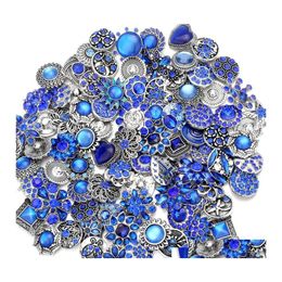 car dvr Other Wholesale 18Mm Snap Button Jewellery Components Mixed Colour Rhinestone Flower Metal Snaps Buttons Fit Diy Bracelet Necklace Noos Dhwvh