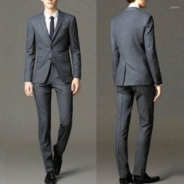 Men's Suits Business Suit Men 2023 Fashion Two Piece Sets Casual Grey Black Blue Blazer Pant Wedding Dress Korean Costume Homme