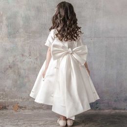 Girl's Dresses Summer White Ceremony Gown Beading Design Birthday Party Elegant Princess Christening Dress For Baby Girl Dresses A561