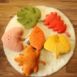 Hot Nice Variety Leaves Plush Pillow Kawaii Maple Leaf Ginkgo Green Dolls Stuffed Soft Plant Cushion for Home Sofa Decor