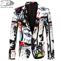 Men's Suits Blazers Fall And Winter Men's Suit Jacket Men's Printing Stamping Fashion Suit Party Coat Slim Single Button Blazers Jacket Men 3XL 230227