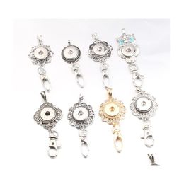 car dvr Keychains Lanyards 18Mm Metal Rhinestone Snap Button Keyring Pendant Sier Gold Color Layard For Women Gift Drop Delivery Fashion A Dhcez