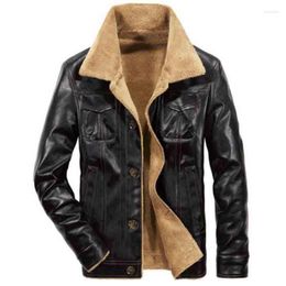 Men's Jackets SRTM Men's Casual Leather Coats Fleece Lined Warm PU Windbreaker Thick Thermal Trench 2023 Autumn Cotton Military Jacket