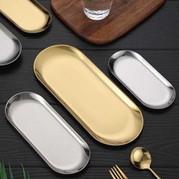 Decorative Plates New Stainless Steel Gold Dining Plate Dessert Plate Nut Fruit Cake Tray Snack Kitchen Plate Western Steak Kitchen Plate Dish Z0227
