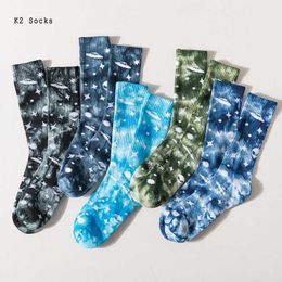 Men's Socks New Fashion Tiedye Alien Men and Women Socks Cotton Colorful Starry sky Harajuku Star HipHop Skateboard Happy Funny Sockings Z0227