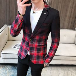 Men's Suits Blazers Korean Style Men Printed Male Version The Self-cultivation Blazer Stand-up Collar Chinese Tunic Casual Thin Jacket 3XL 230227