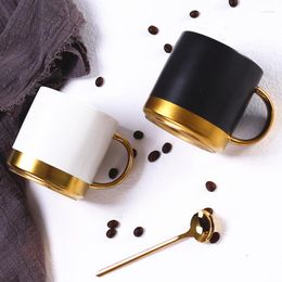 Mugs 350ml Hand Painted Ceramic Coffee Mug For Tea Cups With Gold Handgrip Teacup Breakfast Milk Cup Kitchen Tableware
