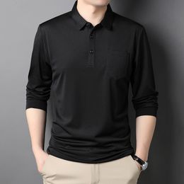 Men's Polos Ymwmhu Arrival Fashion Men Polo Shirt Solid Long Sleeve Pocket Autumn and Spring T-shirts Slim Fit Man Clothing Brand 230227