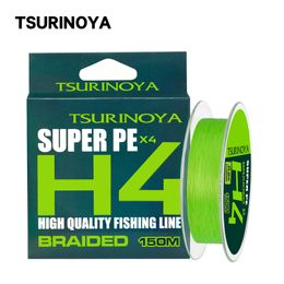 Linia Braid Tsurinoya 4 Weves PE Linia połowowa H4 48LB 150M lekka gra pstrągowa Pstrąg Long Casting 4 Strand Braided Gładka linia multifilament 230227