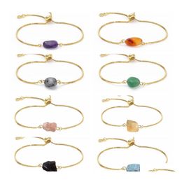 car dvr Link Chain Women Crystal Bracelet Diffuse Energy Healing Chakra Yoga Cuff Gemstone Bangle Rough Original Stone Couple Jewelry Drop Dhkrd
