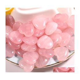 car dvr Stone Natural Pink Crystal Ornaments Carved 20X8Mm Heart Chakra Reiki Healing Quartz Mineral Tumbled Gemstones Hand Home Decor Drop Dhjiq