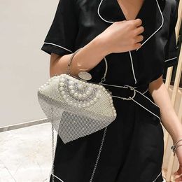 Clutch Bags Purse Handmade Chain Dinner High-end Portable Pearl Evening Dress Rhinestone Bridal 221219