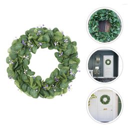 Decorative Flowers Wreath Eucalyptus Door Artificial Front Leaf Green Garland Wreaths Farmhouse Holiday Wedding Hanging Ornament Fall