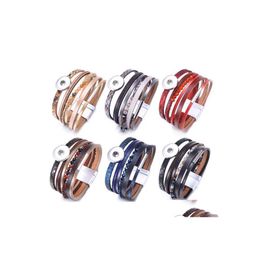 car dvr Charm Bracelets Leopard Print Pu Leather Mtilayer 18Mm Snap Button Bracelet Colorf Women Men Punk Bangle Noosa Sh008 Drop Delivery Je Dhfx8