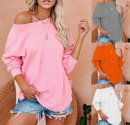 Women's T Shirts Loose T-shirts Women Jumpers Long Sleeve Off-shoulder Tops Woman Pullover Female Fashion Sexy Solid Pure Cloth Undershit