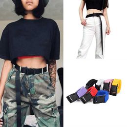 Belts Plastic Buckle Canvas Long Belt for Women Black Red White Female Waist Belt Strap Girls Jeans Pants Waistband ceinture femme Z0223