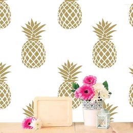 Wallpapers Gold Pineapple Self Adhesive Wallpaper Creative Fashion Fruit Waterproof Pvc Flat Wall Sticker For Furniture Bedroom Desktrop