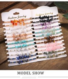 Handmade Braided Colorful Irregular Natural Stone Beaed Bracelet Mixed Rope Adjustable Boho Beach Beads Jewelry Accessories Wholesale