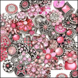 Other Wholesale 18Mm Snap Button Jewelry Components Mixed Color Rhinestone Flower Metal Snaps Buttons Fit Diy Bracelet Necklace Noos Dhqjp