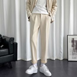 Men's Pants Privathinker Woollen Trousers Mens Autumn Korean Style Straight-leg Loose Male Casual Pants Solid Colour Fashion Brand Clothes 230228