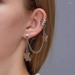Backs Earrings Korean Style Butterfly Ear Clips On For Women Trendy Crystal Cuffs Piercing Stud Jewellery Vintage Accessories 1pcs