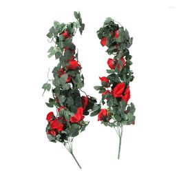 Decorative Flowers Artificial Rose Fake Hanging Plant Wall Home Balcony Basket Decor Pack Of 2