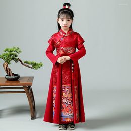 Ethnic Clothing Kids Embroider HanFu Ancient Student Costume Boy&Girl Party Perform Pography Dress Baby Traditional Chinese Year Clothes