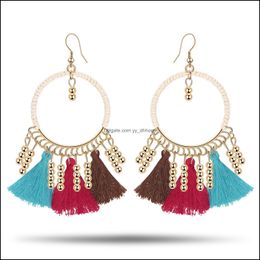 Dangle Chandelier Bohemian Earrings Thread Beaded Tassel Fringe Drop Gifts For Women Daily Jewellery 5 Colour Delivery Dhduv