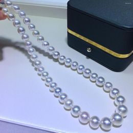 Chains Huge Charming 18"10-11mm Natural Sea Genuine White Round Pearl Necklace For Women Jewellery Necklaces