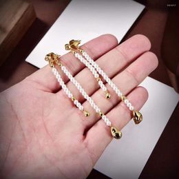 Stud Earrings Classic Minimalist Freshwater Pearl Dangle Women Accessories Gold Plated Irregular Pear Long Tassel Jewellery