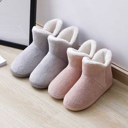 Slippers Women Warm Slippers Couples Winter Shoes Soft Plush High Top Female Male Indoor Home Floor Boots Antislip Ladies House Slipper Z0215