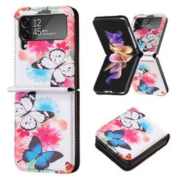 Patterns Cases For Samsung Galaxy Z Flip 5 4 3 S23 Ultra Plus Wallet Leather Flower Colorfull Phone Case