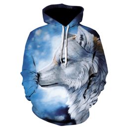 Fashion Trend Brand Men's Cat Digital Print Casual Large Size Hoodie 003