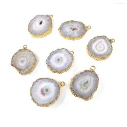 Pendant Necklaces Natural Semi-precious Stones Round Agate Boutique Making DIY Fashion Charm Necklace Jewelry Gift