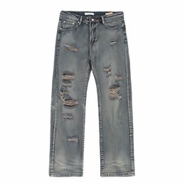 Men's Jeans Summer Chic Hip Hop Man Korean Fashion Straight Baggy Pants American Streetwear Y2k Vintage Wide Leg Ripped Trousers 230227