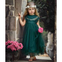 Girl's Dresses Bohemia Summer Dress For Girls Tulle Lace Sleeveless Princess Flower Girls Wedding Birthday Ball Gown Party Dresses Clothes Z0223