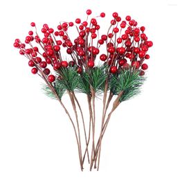 Decorative Flowers Christmas Decor Floral Pine Artificial Cones Flower Wreaths Hand Greenery Berries Diy Craft Arrangement Fake Stems