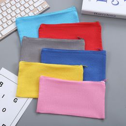 Storage Bags 100Pcs/Lot Coloful Canvas Zipper Blank DIY Craft Pouches Pencil Cosmetic Jewelry Case Pouch For Home School Travel
