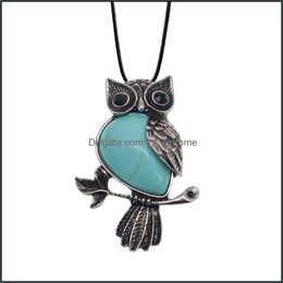 Pendant Necklaces Ladies Owl Healing Necklace Mens Spiritual Energy Gemstone 19 12Pcs Drop Delivery Jewelry Pendants Dhtqx