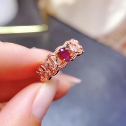 Cluster Rings Silver Ring Ruby Sterling 925 Wedding Women's Luxury Jewellery Gemstone Original Fine