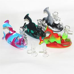 Submarine Glass & silicone bong water pipes hookah dab rigs oil bubbler bongs with 14mm slide bowl ash catcher DHL